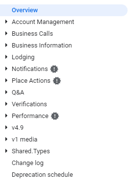 Available Google My Business API Modules