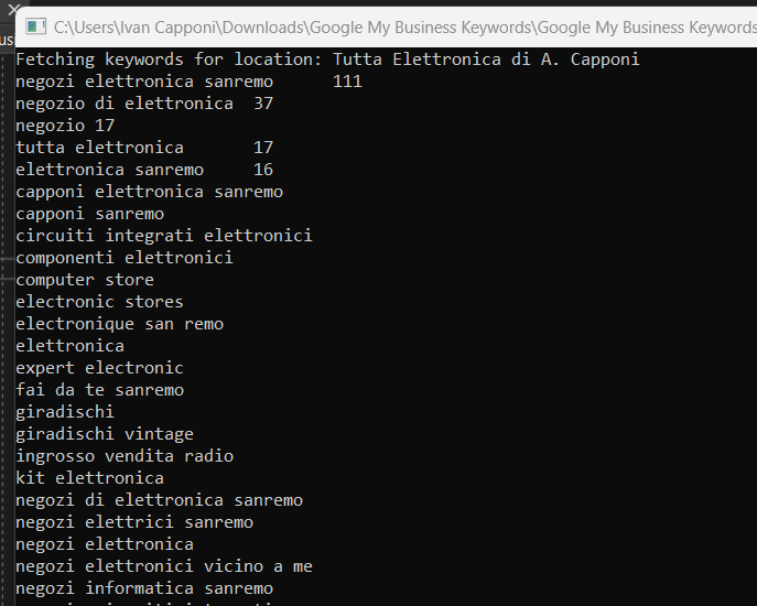 Google My Business API - Reporting Keywords Insights C#