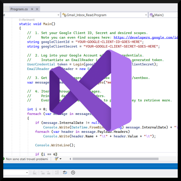Gmail API in C# - Inbox Reader: Source code preview